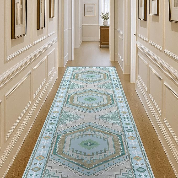 Fame Living Washable Area Rug. Modern Farmhouse. Vintage. Turkish. Bohemian. Distressed. Oriental. Traditional. Rugs for Living Room. Dining. Bedroom. Office. Entryway. Foyer. (856GG, 2'5" x 9'8")