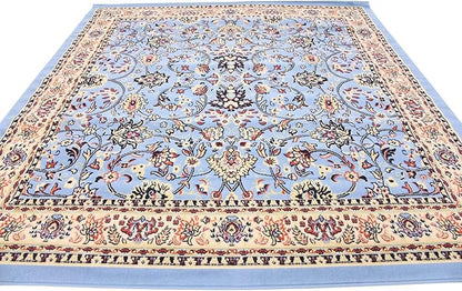 Unique Loom Sialk Hill Collection Area Rug - Washington (8' Square Light Blue/Navy Blue)