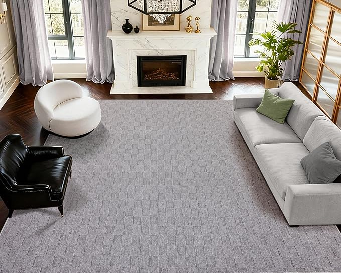 ANSSO 5x7 Wool Rugs for Living Room,80% Merino Wool and 20% Cotton Soft Tufted Area Rug with Cotton Non-Slip Backing,Large Area Rug for Bedroom Bedroom, Dining and Home Office (Deep Gray)