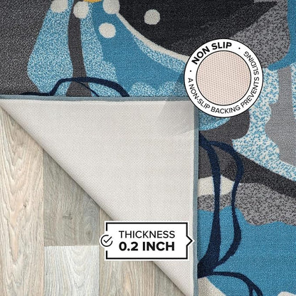 Rugshop Gray Large Floral Non-Slip Area Rug Fade Resistant for Living Room, Dining Room and Bedroom, 5' x 7' Oval