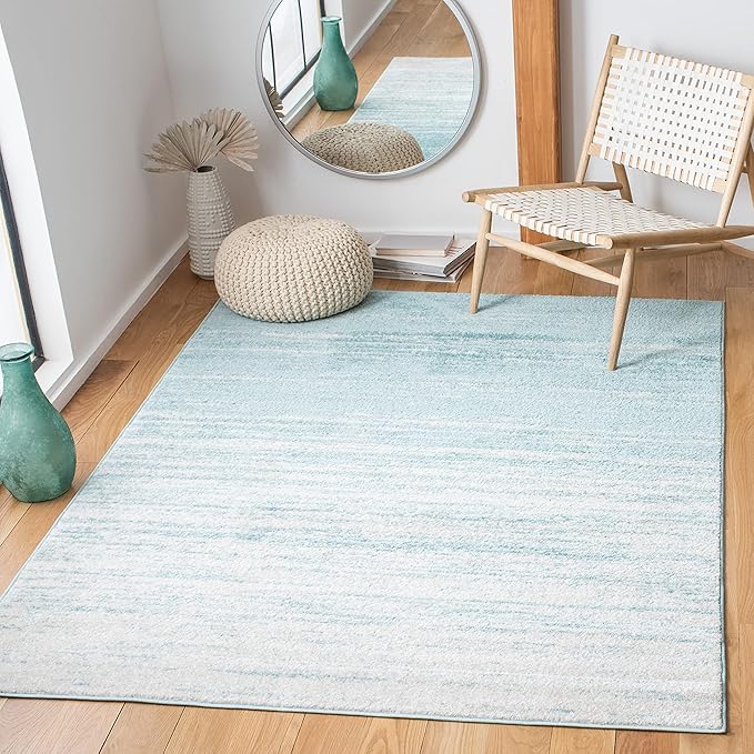 SAFAVIEH Adirondack Collection Area Rug - 5'5" x 7'7", Aqua & Ivory, Modern Ombre Design, Non Shedding & Easy to Clean, Ideal for Living Room, Bedroom, Office, Dining Space (ADR113J)