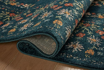Loloi Rifle Paper Co. Laurel Collection LAU-02 Navy 2'-8" x 8' Runner Rug
