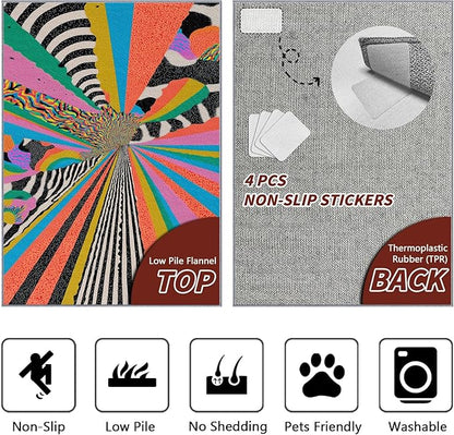 Graffiti Rug - 5x7 Rug, Colorful Abstract Street Art Area Rugs, Hippie Aesthetic Funky Washable Soft Floor Carpets Home Decor #C085