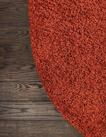 Unique Loom Solid Shag Collection Area Rug (5' 1" x 8' Oval, Terracotta)