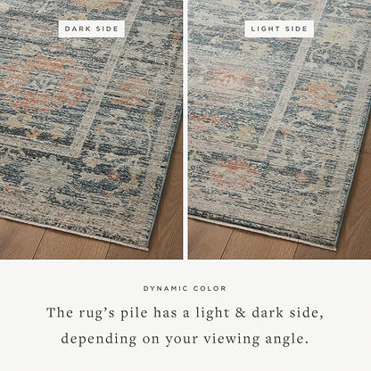 Loloi Magnolia Home by Joanna Gaines Millie Collection MIE-01 Blue/Multi 3'-6" x 5'-6", .25" Pile Height, Accent Rug
