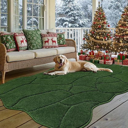BSICPRO Large Dog Door Mat for Muddy Paws, 71x47 Absorbent Dirt Trapper Long Door Mat, Non-Slip Washable Mud Mat for Dogs, Microfiber Soft Pet Rug Mat for Entryway, Mud Dog Paws, Patio (Forest Green)