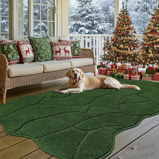 BSICPRO Large Dog Door Mat for Muddy Paws, 71x47 Absorbent Dirt Trapper Long Door Mat, Non-Slip Washable Mud Mat for Dogs, Microfiber Soft Pet Rug Mat for Entryway, Mud Dog Paws, Patio (Forest Green)