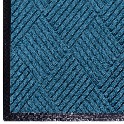 WaterHog Diamond | Commercial-Grade Entrance Mat with Rubber Border – Indoor/Outdoor, Quick Drying, Stain Resistant Door Mat (Medium Blue, 6' x 12')