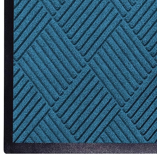 WaterHog Diamond | Commercial-Grade Entrance Mat with Rubber Border – Indoor/Outdoor, Quick Drying, Stain Resistant Door Mat (Medium Blue, 6' x 8')