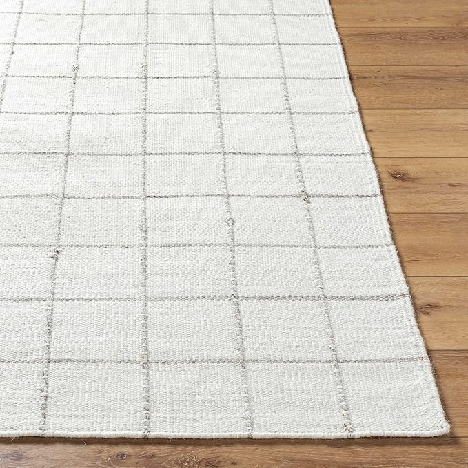 Mark&Day Wool Rugs, 9x12 Ishaq Cottage Off-White Area Rug, White Silver Carpet for Living Room, Bedroom or Kitchen (8'10" x 12')