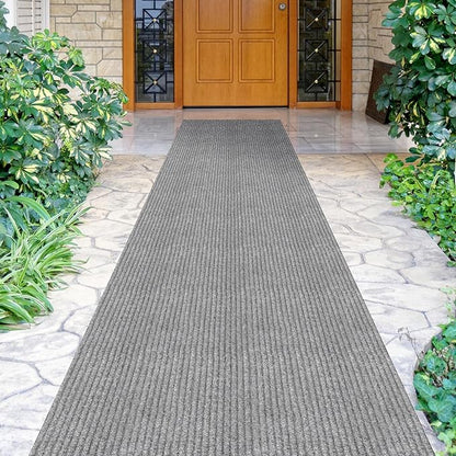 Ottomanson 2'7" x 32' Hallway Runner with Scraper Pile - Extra Durable Non-Slip Rug Mat for Indoor & Outdoor Use - Ideal for Kitchen, Entryway & Garage - High-Traffic Carpet, Gray