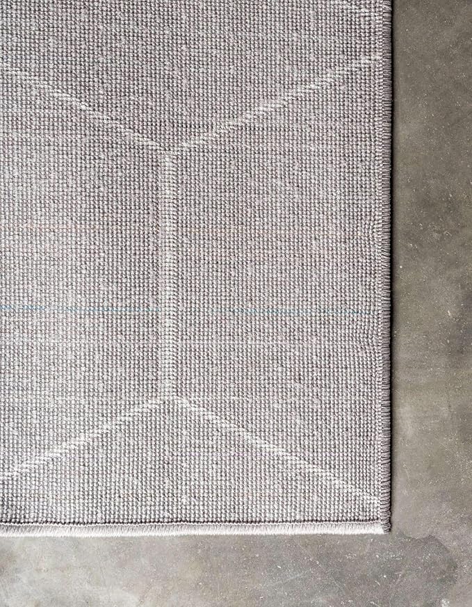 Unique Loom Trellis Frieze Collection Area Rug - Geometric (10' x 13', Light Gray/ Ivory)
