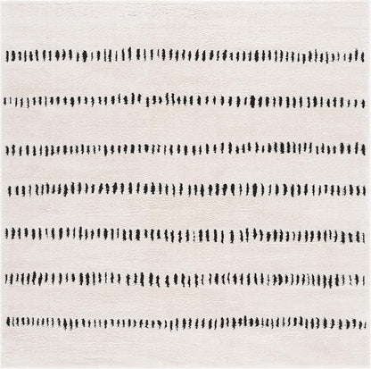SAFAVIEH Melody Collection Square Rug - 6'7" Square, Ivory & Black, Modern Design, Ideal for High Traffic Areas in Bedroom, Dining Room & Kitchen (MEL114A-7SQ)