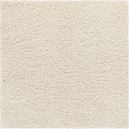Unique Loom Solid Shag Collection Area Rug (5' 1" Square, Snow White)