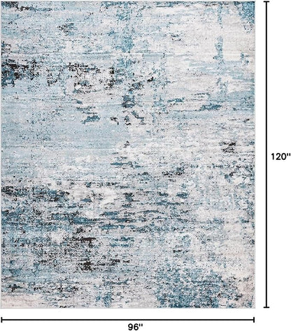 Rugs.com Leipzig Collection Area Rug – 8X10 Blue Low-Pile Rug Perfect for Living Rooms, Large Dining Rooms, Open Floorplans