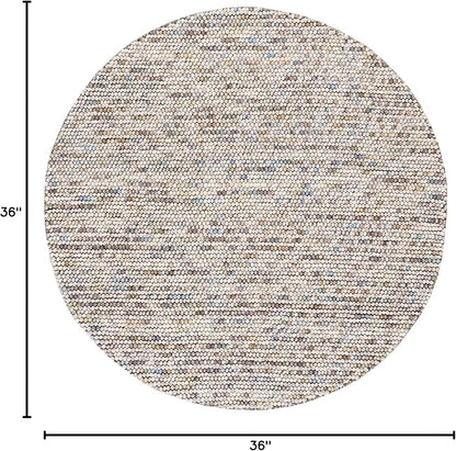 Safavieh Natura Collection Accent Rug - 3' Round, Ivory & Multi, Handmade Wool Blend, Textured Design, Ideal for Living Room, Bedroom, Dining Space (NAT620D)