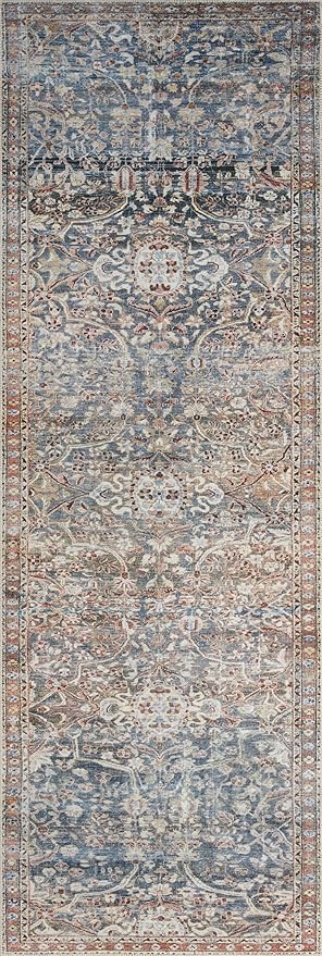 Loloi Chris Loves Julia Jules Collection JUL-06 Denim/Spice 2'-6'' x 12'-0'', .13" Pile Height, Runner Rug