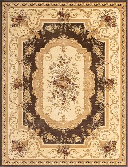 Rugs.com Chateau Collection Rug – 10' x 13' Brown Medium Rug Perfect for Living Rooms, Large Dining Rooms, Open Floorplans