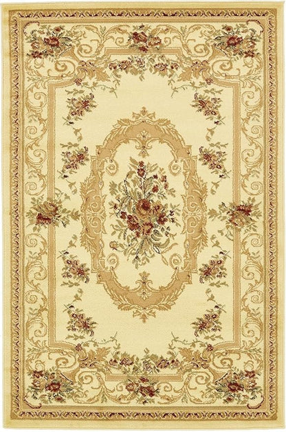 Rugs.com Chateau Collection Rug – 4' x 6' Cream Medium Rug Perfect for Entryways, Kitchens, Breakfast Nooks, Accent Pieces