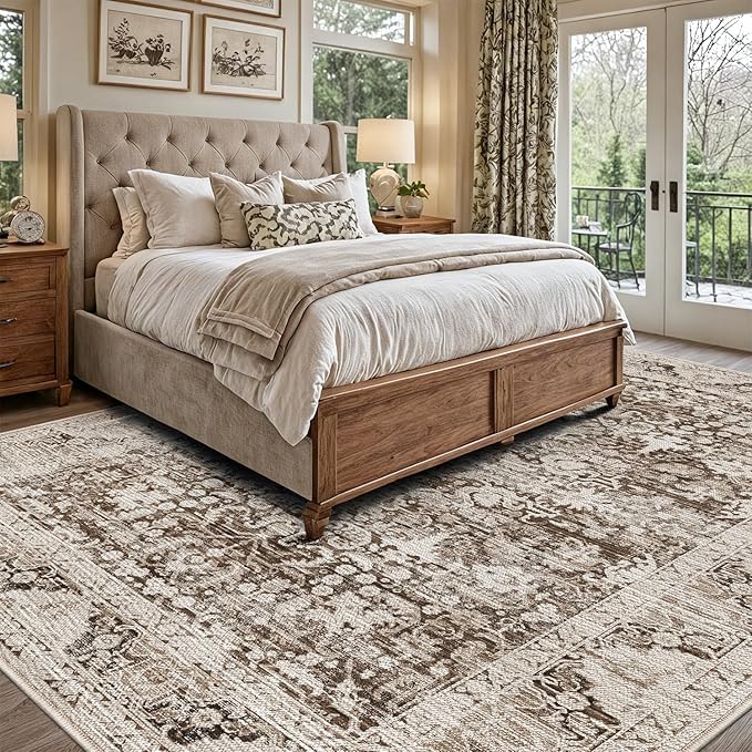 LUMI 5x8 Washable Area Rug for Living Room, Ultra Soft Traditional Vintage Rugs Non Slip with Rubber Backing, Low Profile, High Traffic, Stain Resistant Carpets, Ideal for Bedroom, Dining Room, Indoor