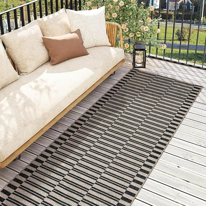 Lahome Striped Easy Jute Entryway Runner, 2x6 Kitchen Mats for Floor Black Rug Runners for Hallways Non Slip Indoor Outdoor Carpet, Farmhouse Non Shedding Floor Carpet for Laundry Porch Corridor