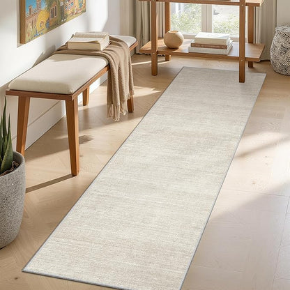 Valenrug Washable Rugs 2x6 - Stain Resistant 2x6 Area Rugs for Living Room, Non Slip Backing Large Area Rugs for Bedroom, Folable Machine Washable Area Rug (2'x6', Beige)