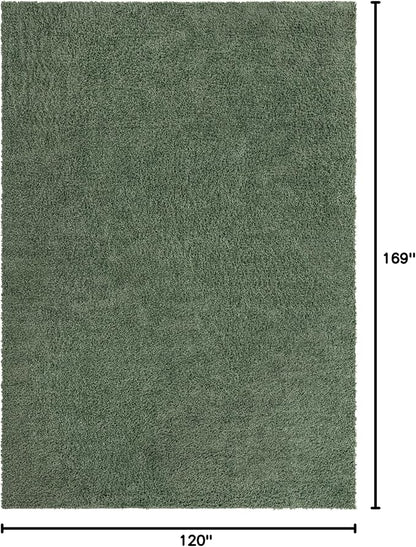 Unique Loom Davos Shag Collection Area Rug - Solid (10' x 14' 1" Rectangle, Sage)