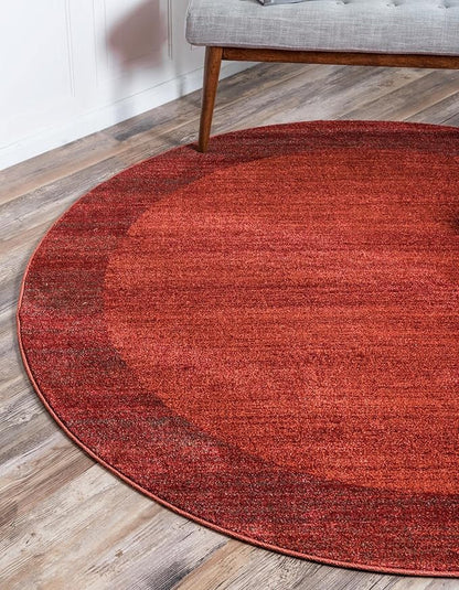 Rugs.com Angelica Collection Rug – 4 Ft Round Terracotta Medium Rug Perfect for Kitchens, Dining Rooms