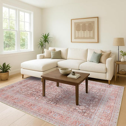 Fame Living Washable Area Rug. Modern Farmhouse. Vintage. Turkish. Bohemian. Distressed. Oriental. Traditional. Rugs for Living Room. Dining. Bedroom. Office. Entryway. Foyer. (860TT, 2'5" x 6'5")