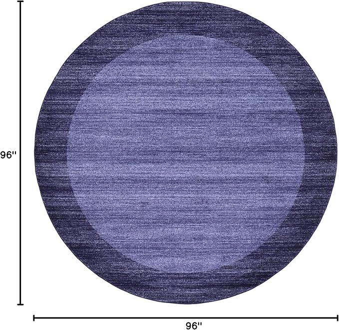 Rugs.com Angelica Collection Rug – 8 Ft Round Navy Blue Medium Rug Perfect for Kitchens, Dining Rooms