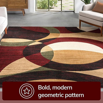 Well Woven Dulcet Bingo Red Modern Geometric (7'10" x 9'10") Area Rug