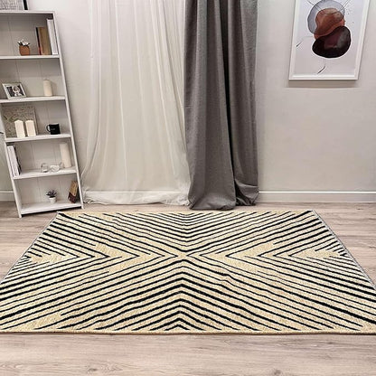 Alfa Rich 3x5 Geometric Beige Black Washable Area Rugs for Living Room Bedroom Kitchen Cotton Runner