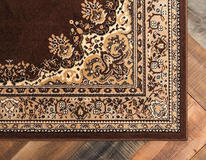 Unique Loom Reza Collection Traditional Persian Style Area Rug, 2 ft 2 in x 8 ft 2 in, Brown/Ivory