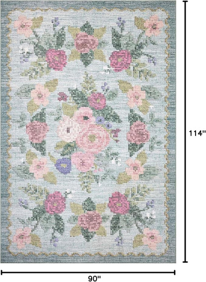 Loloi Rifle Paper Co. Rosa Collection RSA-02 Sky 7'-6" x 9'-6" Area Rug