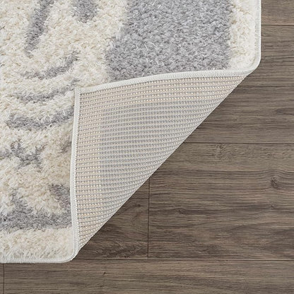 Hauteloom Zane Living Room, Bedroom Area Rug - Farmhouse - Plush Pile - Light Gray, Cream - 6'7" x 9'