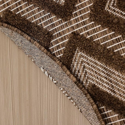 Nourison Home Versatile Brown 4' x Round Area Rug - Easy Clean, Non Shedding, Bed Room, Living Room, Dining Room, Kitchen (4' x Round)