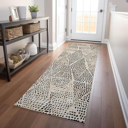 Addison Rugs Chantille ACN591 Beige 2'3" x 7'6" Indoor Outdoor Hallway Runner Rug, Stain Resistant Washable Kitchen Area Carpet for Bathroom, Laundry and Bedroom Rug