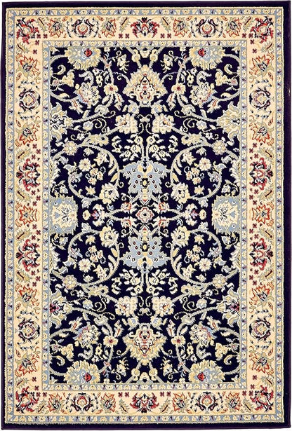 Unique Loom Sialk Hill Collection Area Rug - Washington (4' 1" x 6' 1" Rectangle Navy Blue/Cream)