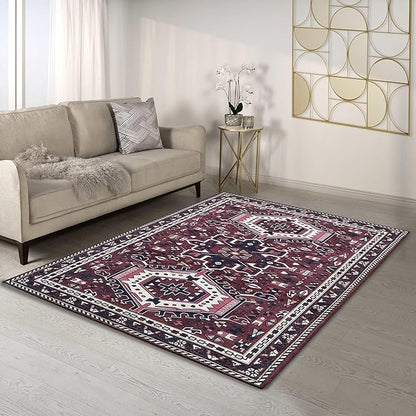 Fame Living Faded Oushak Rug, Turkish Vintage Floral Pastel Large Oversized Area Rugs for Living Room Dining Bedroom Kitchen Bathroom Nursery (848CrNv, 2' x 3')