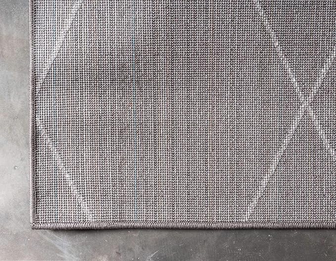 Unique Loom Trellis Frieze Collection Area Rug - Geometric (2' x 6' 1" Runner Dark Gray/Ivory)