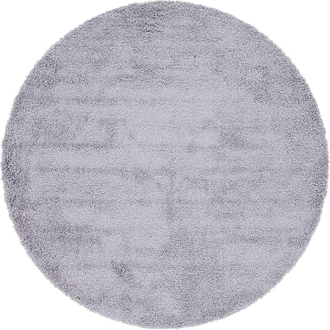 Unique Loom Davos Shag Collection Area Rug - Solid (7' 10" Round, Sterling)