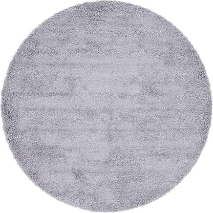 Unique Loom Davos Shag Collection Area Rug - Solid (7' 10" Round, Sterling)