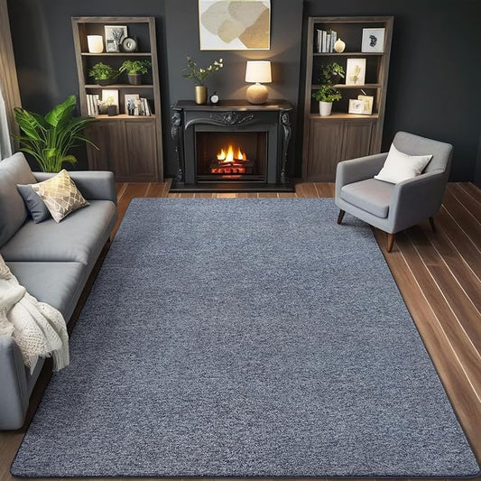 AROGAN Washable 4×6 Bedroom Rug, Modern Area Rugs with Soft Memory Foam for Living Room, Minimalist Non-Slip Indoor Floor Carpet for Dining Room Office Kids Playroom Decor, Navy Blue