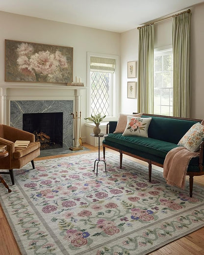 Loloi Rifle Paper Co. Rosa Collection RSA-01 Ivory 8'-4" x 11'-6" Area Rug