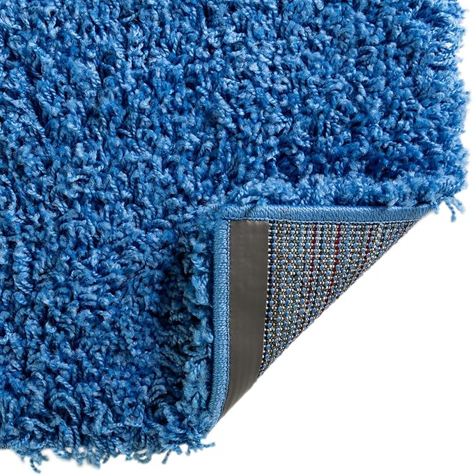 Unique Loom Solid Shag Collection Area Rug (9' x 12' 2" Rectangle, Periwinkle Blue)