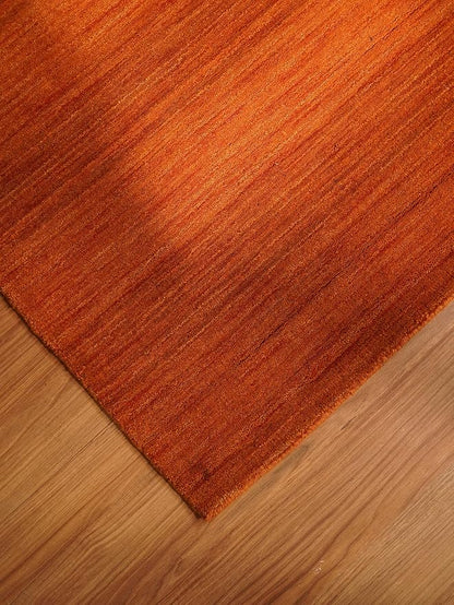 Rugsotic Carpets Hand Knotted Gabbeh Wool 9'x12' Area Rug Solid Orange L00111