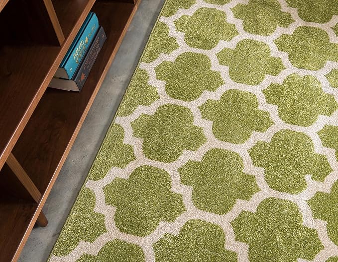 Rugs.com Lattice Collection Rug – 9' x 12' Light Green Medium Rug Perfect for Living Rooms, Large Dining Rooms, Open Floorplans