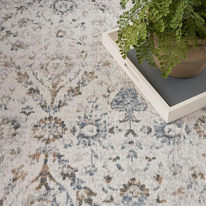 Nourison Home Astra Machine Washable Ivory Blue 7'10" x 10' Area Rug - Easy Clean, Non Shedding, Bed Room, Living Room, Dining Room, Kitchen (8' x 10')