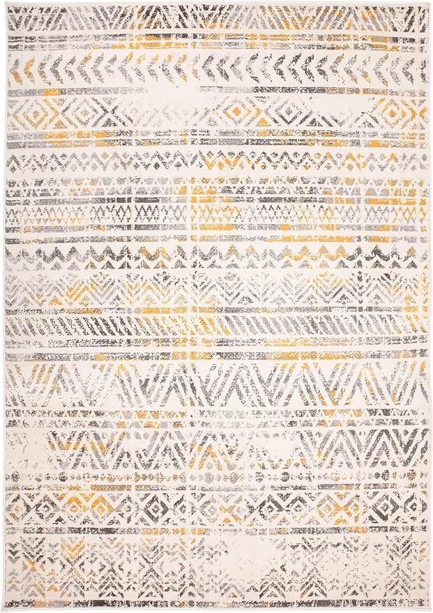 Rugshop Geometric Boho Perfect for high Traffic Areas of Your Living Room,Bedroom,Home Office,Kitchen Area Rug 7'10" x 10' Yellow