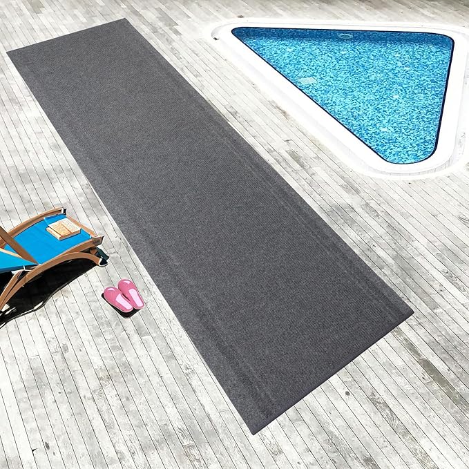 English Home Custom Size Non Slip Striped Design Light Weight Durable PVC Backing Thin Pile Runner Rug (26" x 20')